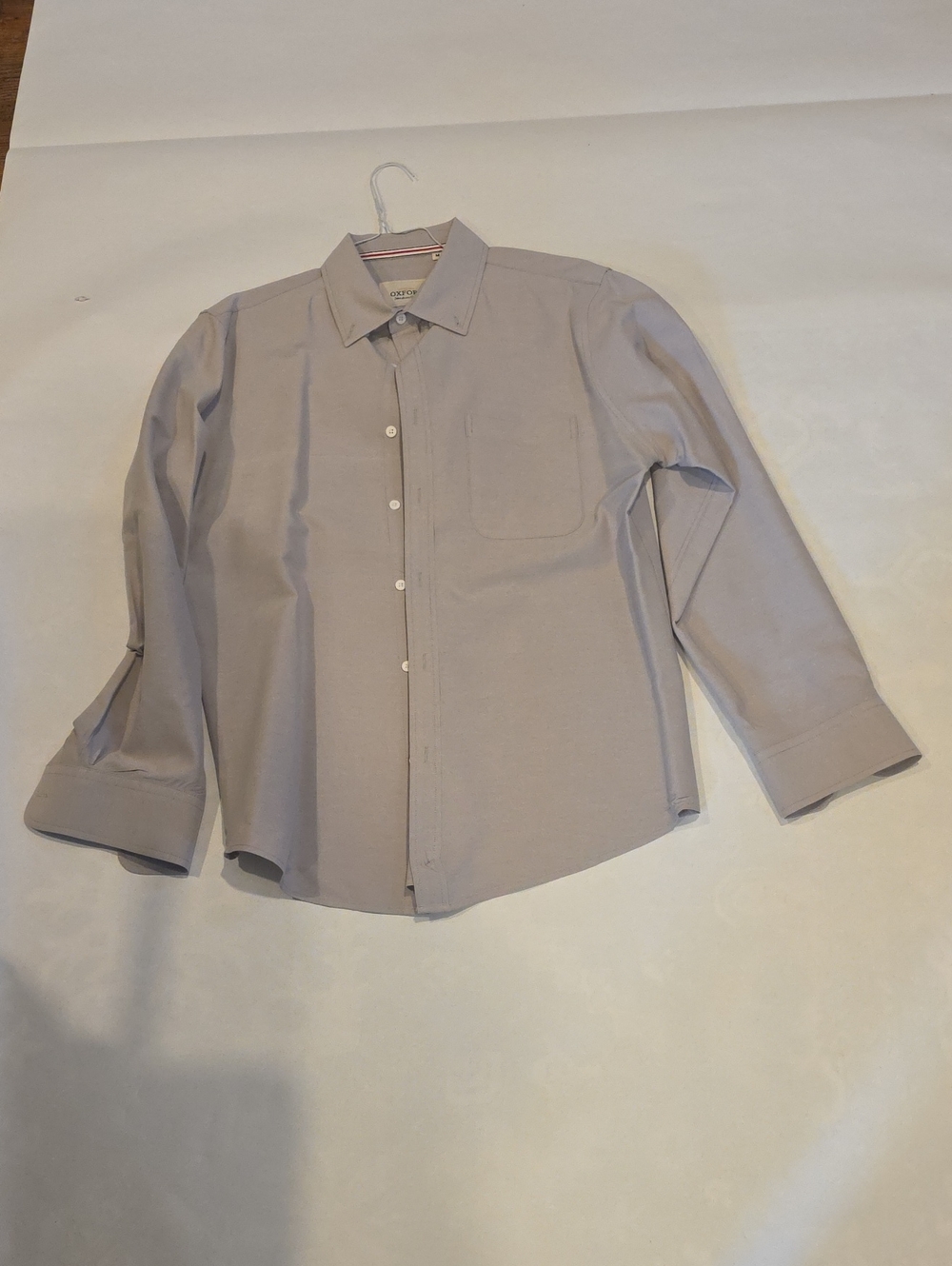 Men's Light Gray Button-Up Shirt - Classic Collared Dress Shirt